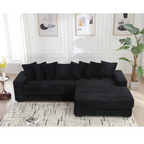 [NEW ARRIVED] [VIDEO PROVIDED] Oversized Two-Piece  Couches,  L Shaped Sofa, Corduroy, Right Chaise Daybed,with Armrests,Eight Throw Pillows,Corner Sofa,Easy To Assemble,  Black - Grand Goldman Shop