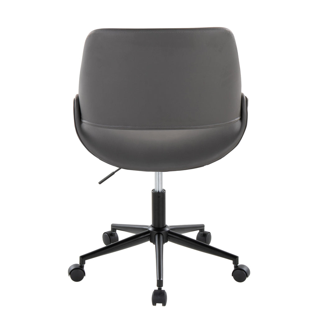 Contemporary Office Chair in Black Metal and Grey Pu - Grand Goldman