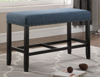Biony Fabric Counter Height Dining Bench with Nailhead Trim, Blue - Grand Goldman Shop