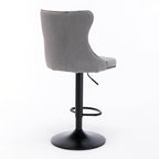 A&A Furniture,Swivel Velvet Barstools Adjusatble Seat Height from 25-33 Inch,17.7 inch base, Modern Upholstered Bar Stools with Backs Comfortable Tufted for Home Pub and Kitchen Island,Gray,Set of 2 - Grand Goldman Shop
