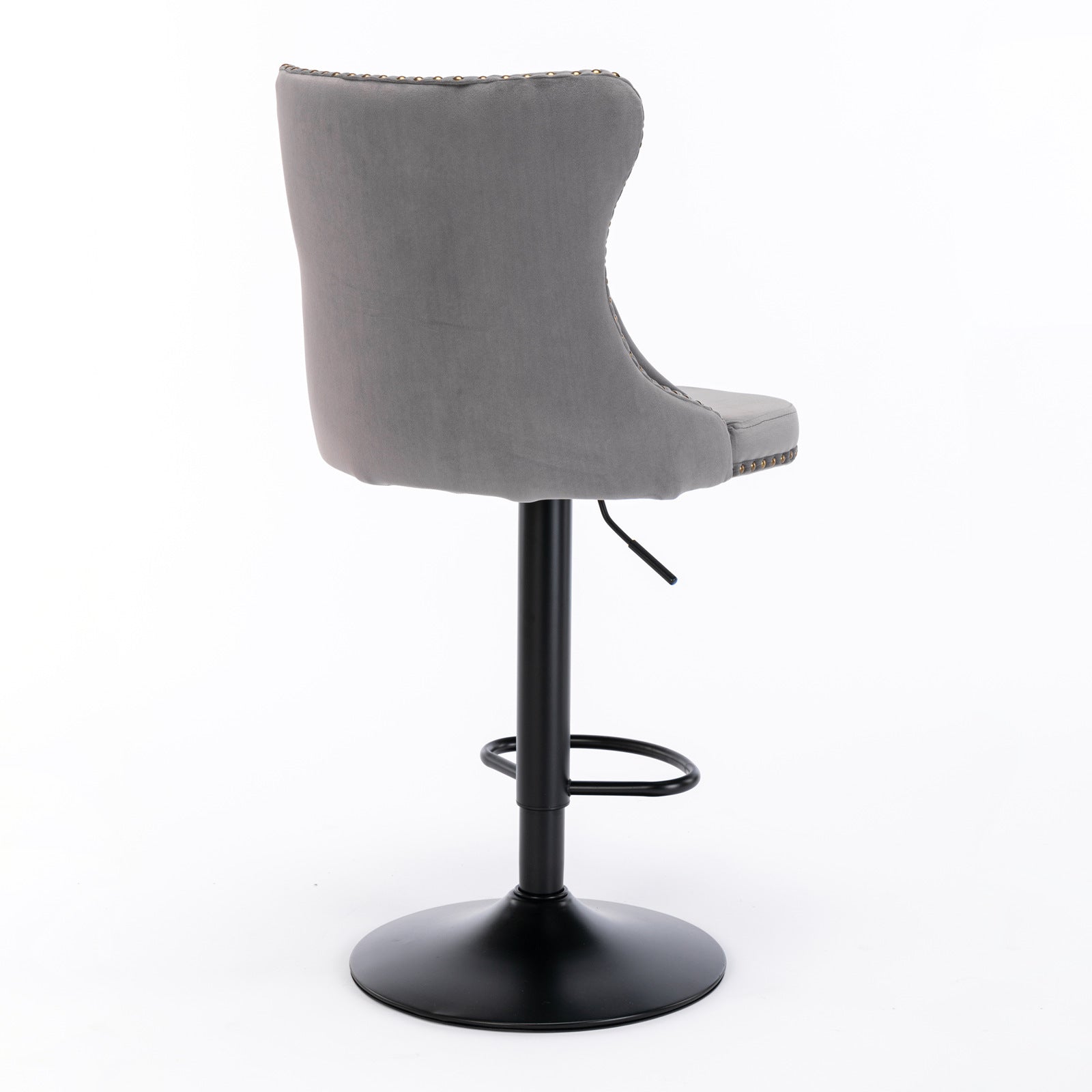 A&A Furniture,Swivel Velvet Barstools Adjusatble Seat Height from 25-33 Inch,17.7 inch base, Modern Upholstered Bar Stools with Backs Comfortable Tufted for Home Pub and Kitchen Island,Gray,Set of 2 - Grand Goldman Shop