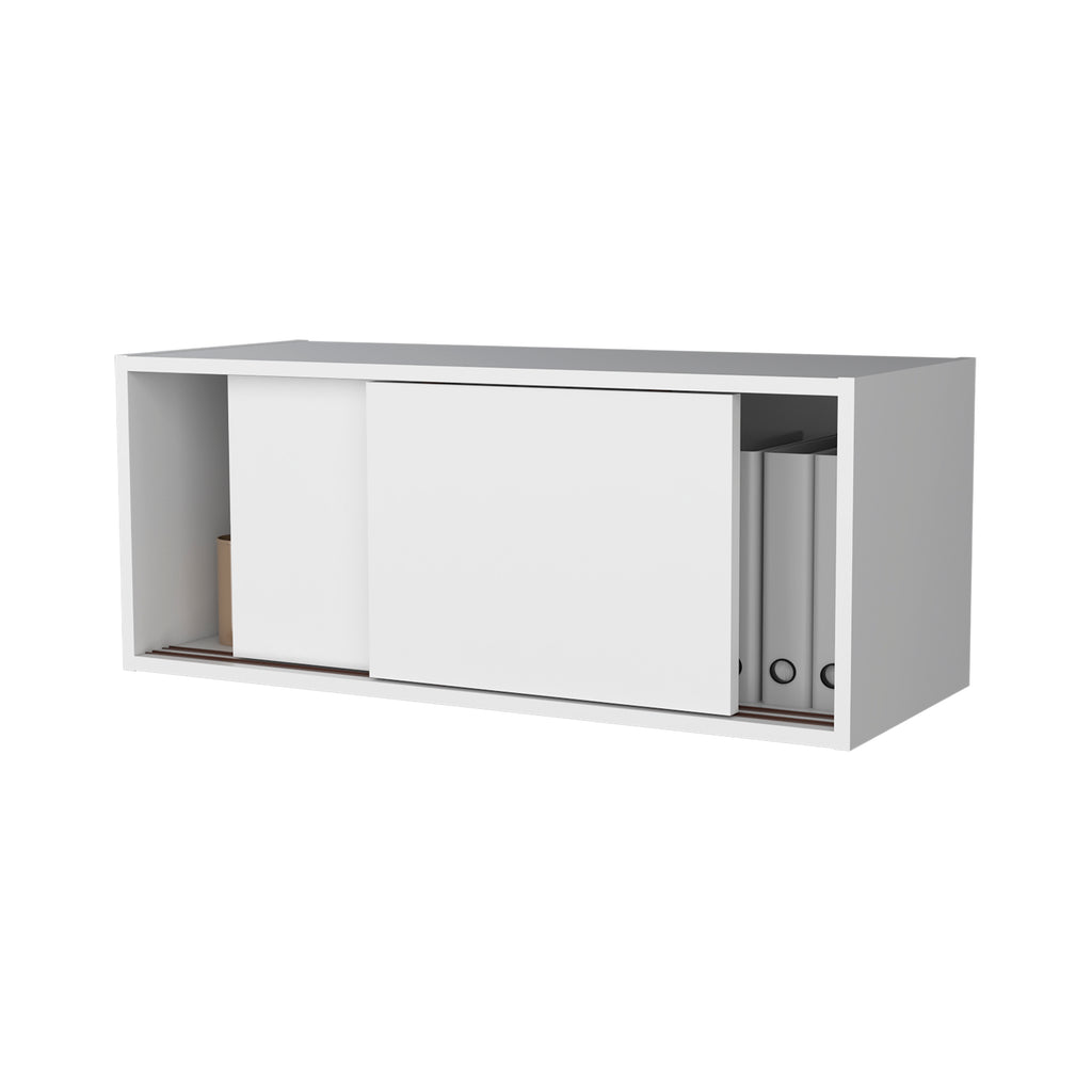 Anegam Floating Cabinet with Sliding Door, White - Grand Goldman