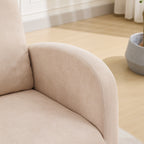 27.2'W Rocking Chair for Nursery, Polyester Glider Chair with High Back and Side Pocket, Rocking Accent Armchair with Rubber Wood Legs for Living Room/Bedroom.Beige - Grand Goldman Shop