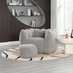 Soft Chenille Bean Bag Chair with High Resilient Foam for Living Room and Bedroom, Comfortable Square Lazy Sofa with Footstool for Adults - Grand Goldman Shop
