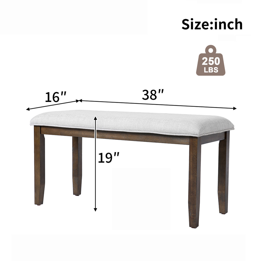 Upholstered Bench for Bedroom End of Bed,38-inch Entryway Bench for Living Room,Dining Bench with Padded Seat and Solid Wood Leg for Kitchen Bedroom,Indoor and Hallway (Bench, Beige+Brown) - Grand Goldman Shop