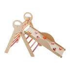 Pikler Triangle Set, 9-in-1 Toddler Climbing Toys Indoor, with 2 Wooden Cars, Cushion, Triangle, Arch, and Ramp, 150 lbs Load
