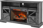 60 Inch Electric Fireplace Entertainment Center With Door Sensor-Dark Rustic Oak - Grand Goldman Shop