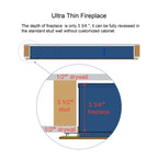 42 inch recessed ultra thin tempered glass front wall mounted electric fireplace with remote and multi color flame & emberbed, LED light heater - Grand Goldman Shop