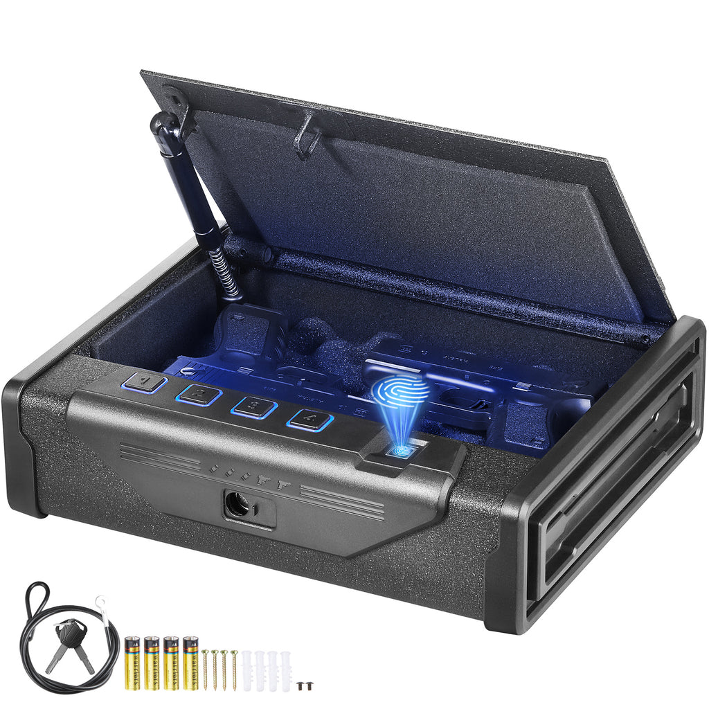 Gun Safe for Pistols, Biometric Gun Safe with Three Quick Access Ways of Fingerprints, Passwords and Keys, Handgun Safe for 2