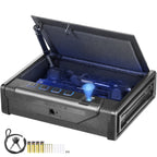 Gun Safe for Pistols, Biometric Gun Safe with Three Quick Access Ways of Fingerprints, Passwords and Keys, Handgun Safe for 2