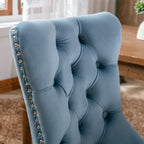 Nikki Collection Modern, High-end Tufted Solid Wood Contemporary Velvet Upholstered Dining Chair with Wood Legs Nailhead Trim 2-Pcs Set,Light Blue, SW2001LB - Grand Goldman Shop
