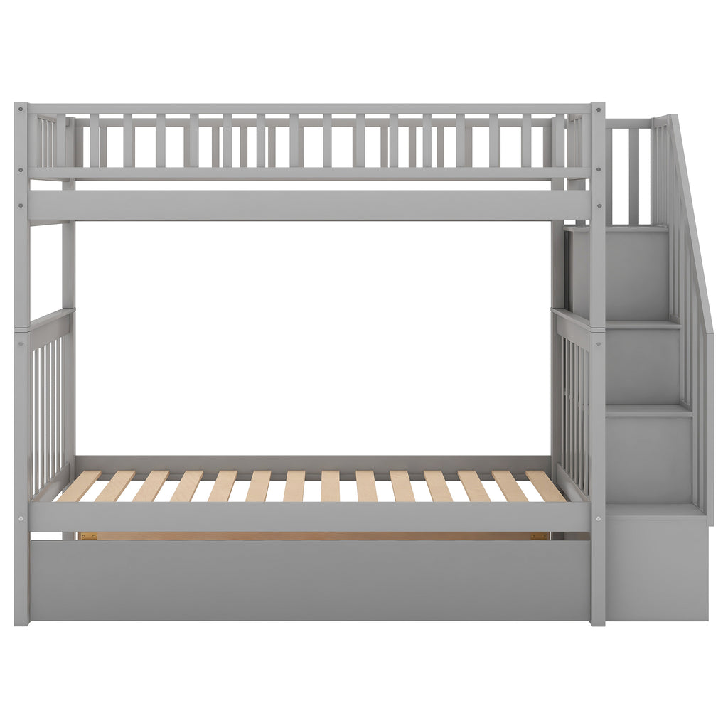 Twin over Twin Bunk Bed with Trundle and Storage - Grand Goldman Shop