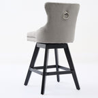 Swivel Velvet Barstools with Button Tufted Decoration and Wooden Legs, and Chrome Nailhead Trim, Leisure Style Bar Chairs,Bar stools, Set of 2 (Gray),SW1860GY - Grand Goldman Shop