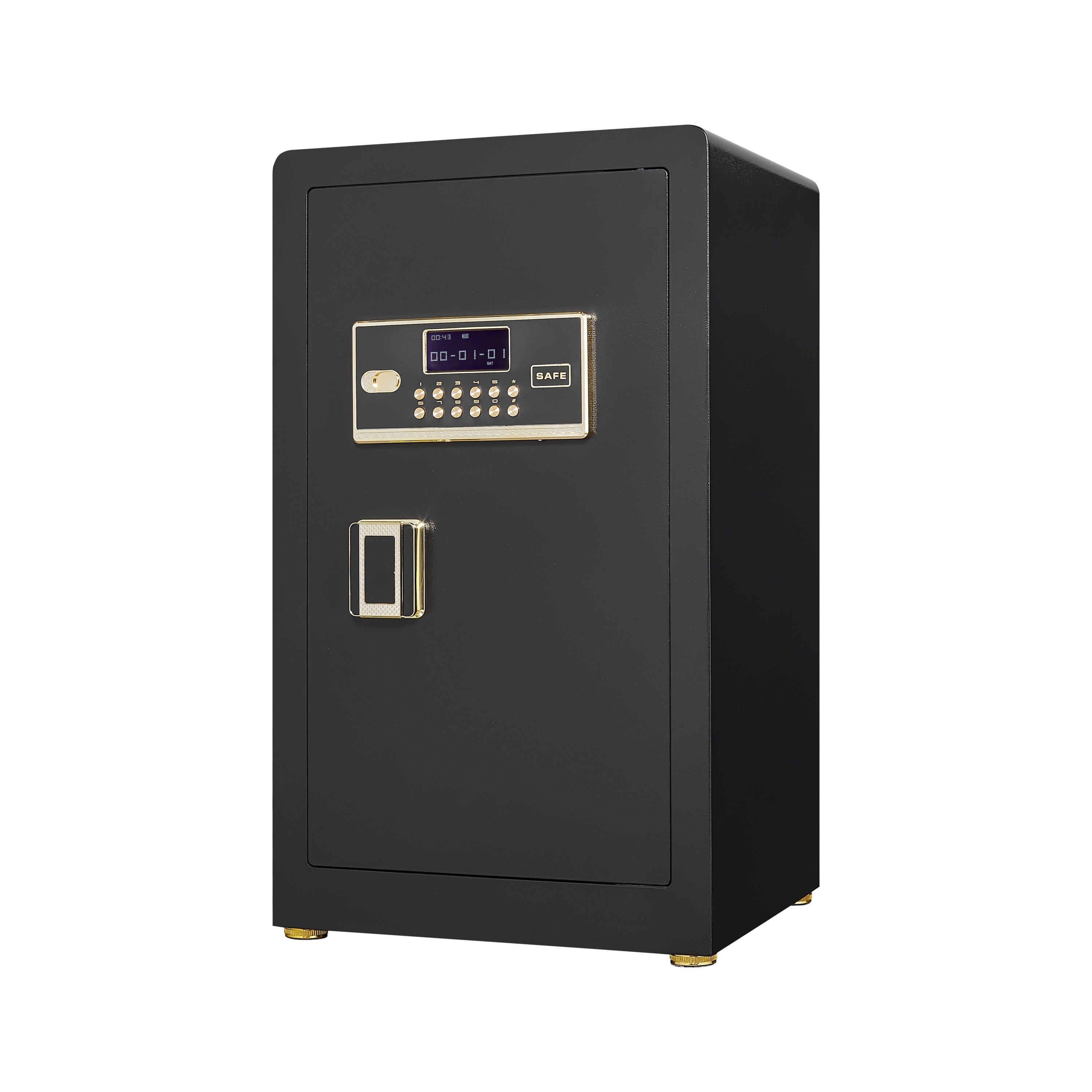 Security Electronic Steel Home Safe with Digital Lock, Removable Shelf, Mute Function, Black Metal Interior for Documents, Ca