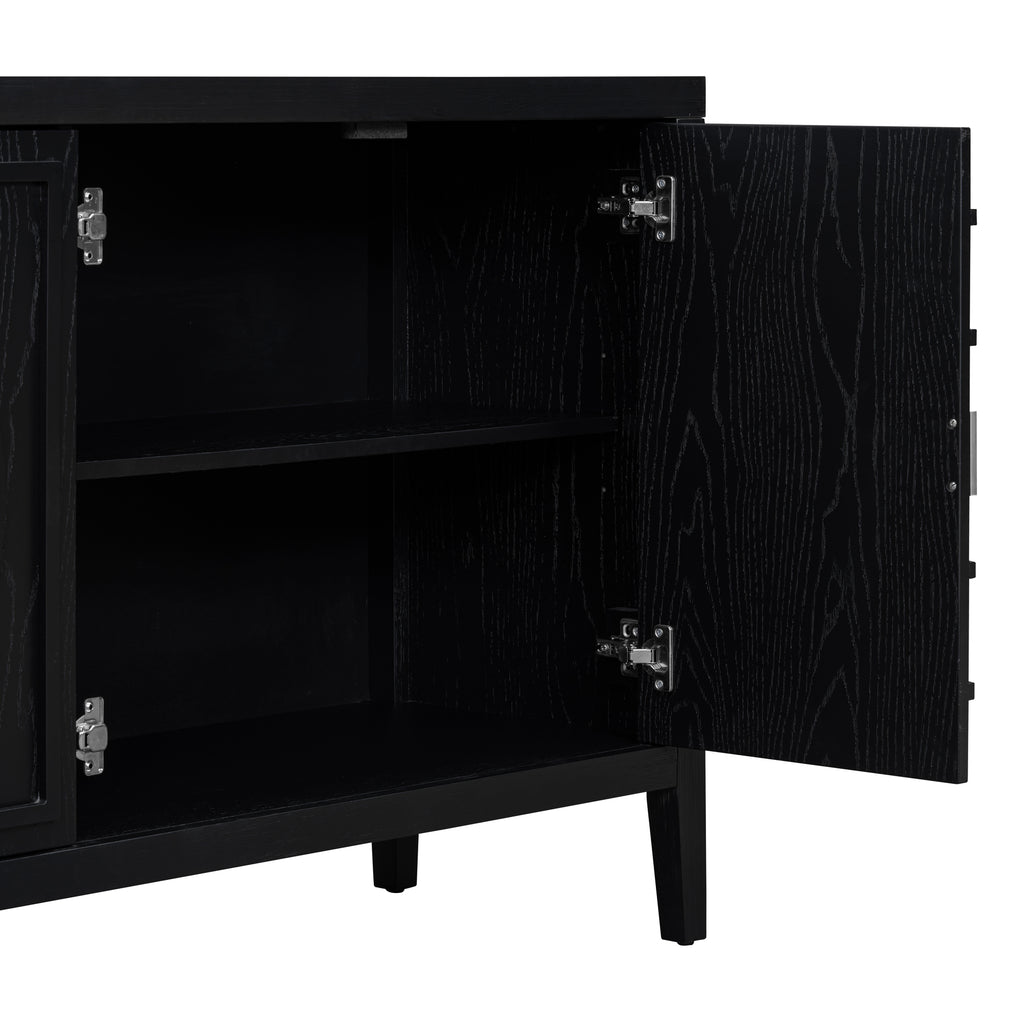 TREXM Retro Sideboard door with Circular Groove Design Round Metal Door Handle for Entrance, Dinning Room, Living Room (Black) - Grand Goldman Shop