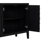 TREXM Retro Sideboard door with Circular Groove Design Round Metal Door Handle for Entrance, Dinning Room, Living Room (Black) - Grand Goldman Shop