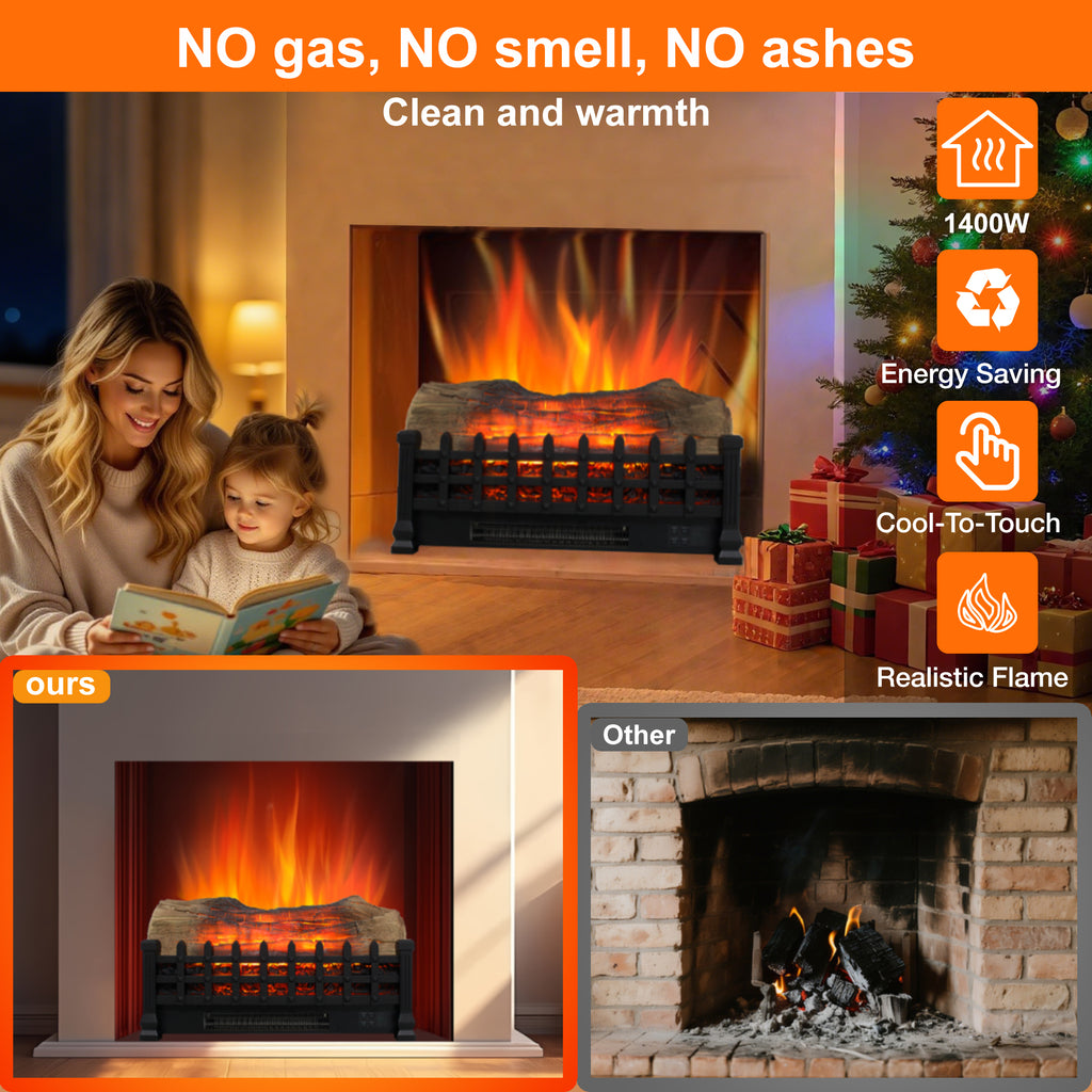 20 inch Electric Fireplace  3D Log set insert, Free Standing Fireplace Heater for Indoor - Grand Goldman Shop