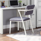 Metal Frame Office Chair with Padded Cushion, Gray and White | Premium Home Decor - Grand Goldman