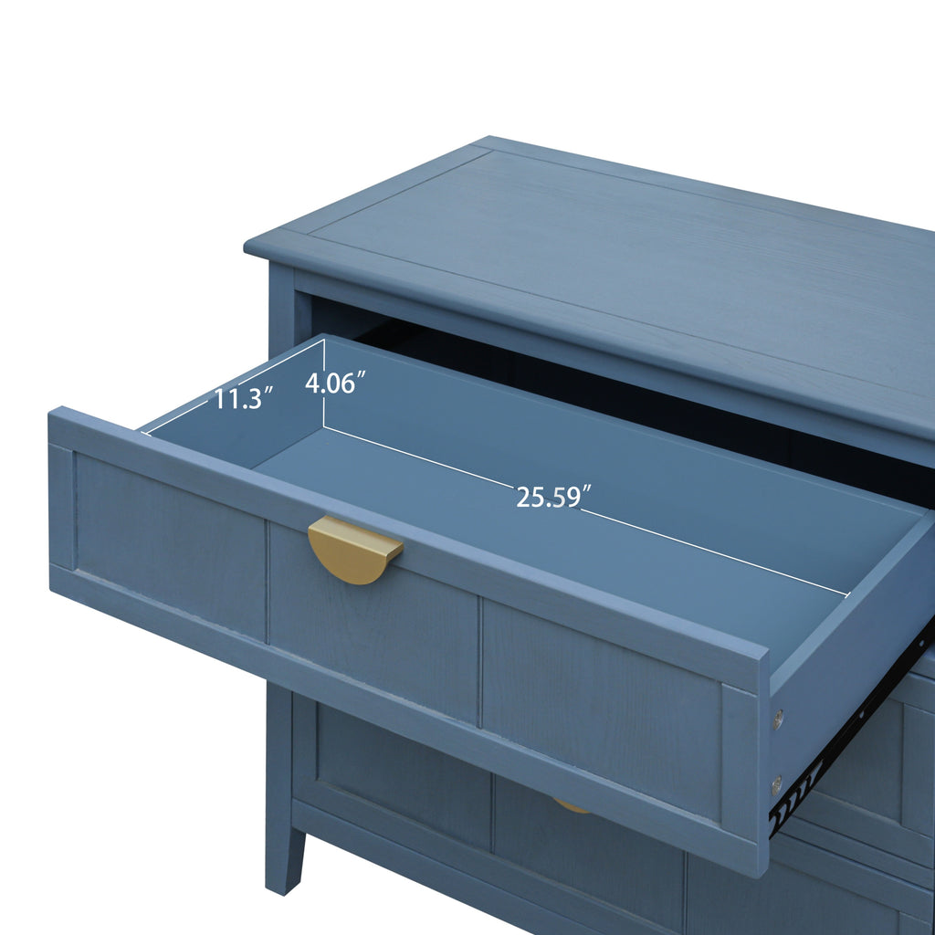 3-Drawer Cabinet for Bedroom, Living Room, or Study – Blue MDF American Furniture - Grand Goldman Shop