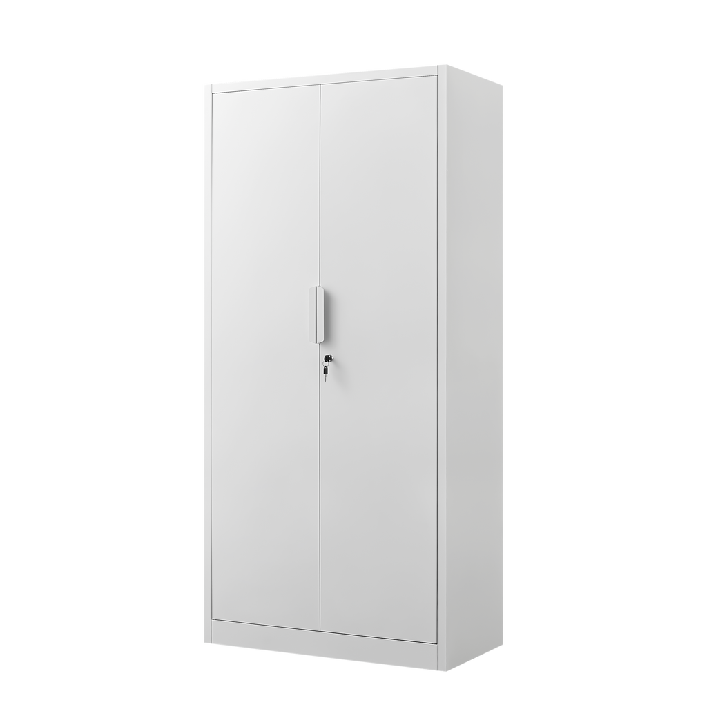 72-Inch 2-Door File Cabinet with Lock, 4 Adjustable Shelves, Heavy-Duty Steel Construction, White, Metal, for Commercial Offi