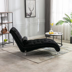 Velvet Chaise Lounge Indoor, Button-Tufted Upholstered Chair with Pillow, Black Velvet, 63.38x28.94x34.05 inches - Grand Goldman Shop