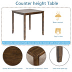 Wooden Dining Square Table, Kitchen Table for Small Space, 4 Person Counter Height Table, Walnut ONLY THE TABLE - Grand Goldman Shop
