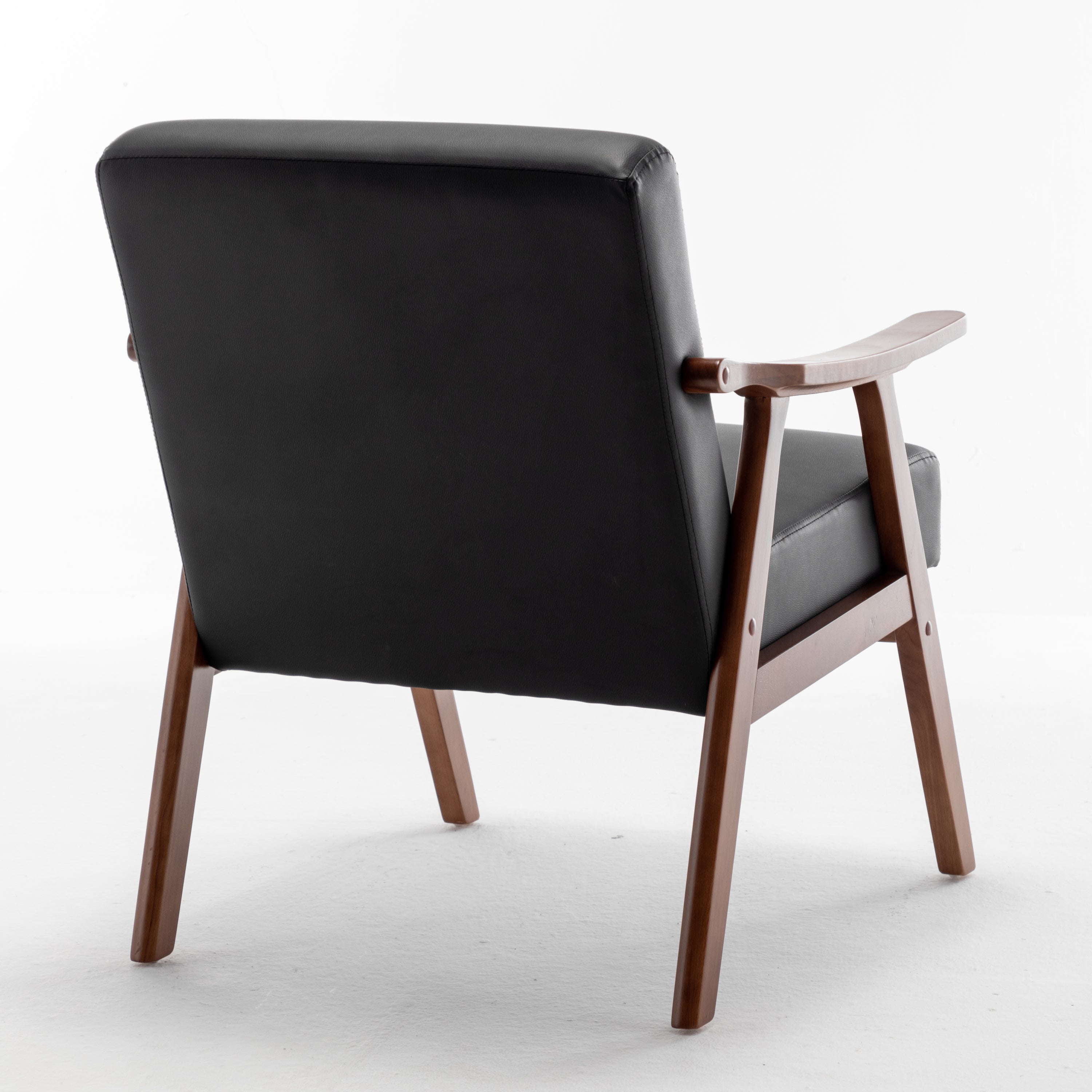 Mid-Century Modern Wingback Accent Chair with Solid Wood Frame and Extra-Thick Backrest – Lounge Chair for Living Room, Bedroom, or Reading Room - Grand Goldman Shop