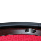 96' Light Series Foldable Poker Table with Wooden Racetrack Felt Stainless Legs Cup Holders Red | Premium Home Decor - Grand 