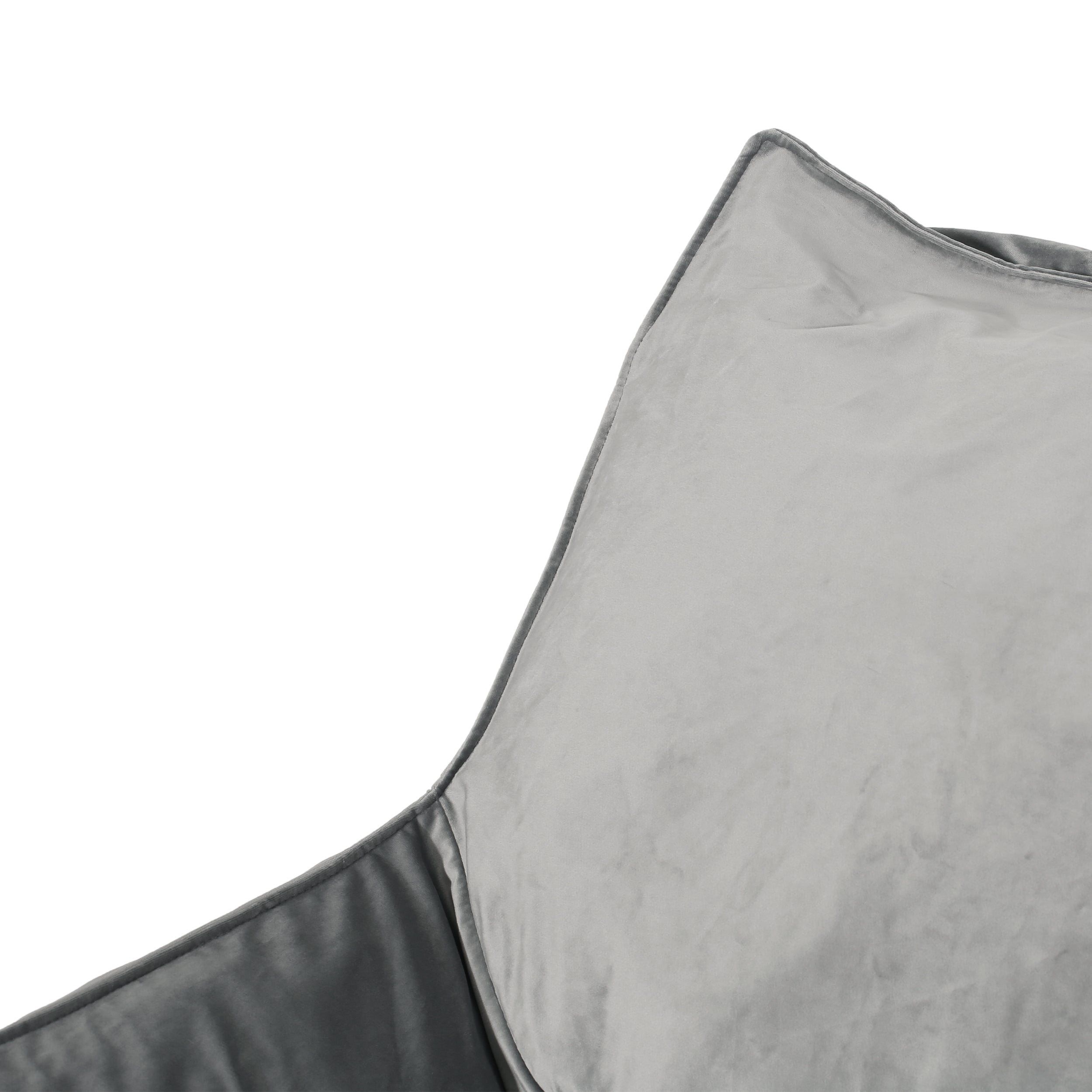 Allea Velveteen Bean Bag Chair with Armrests, Soft Grey Velvet, Cozy and Spacious - Grand Goldman Shop
