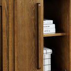 47.3' Sideboard Buffet Cabinet with Storage, Farmhouse Fluted Sideboard with 2 Doors & Solid Wood Feet, TV Media Console, Storage Cabinet for Kitchen Dining Living Room Entryway Hallway, Walnut - Grand Goldman Shop