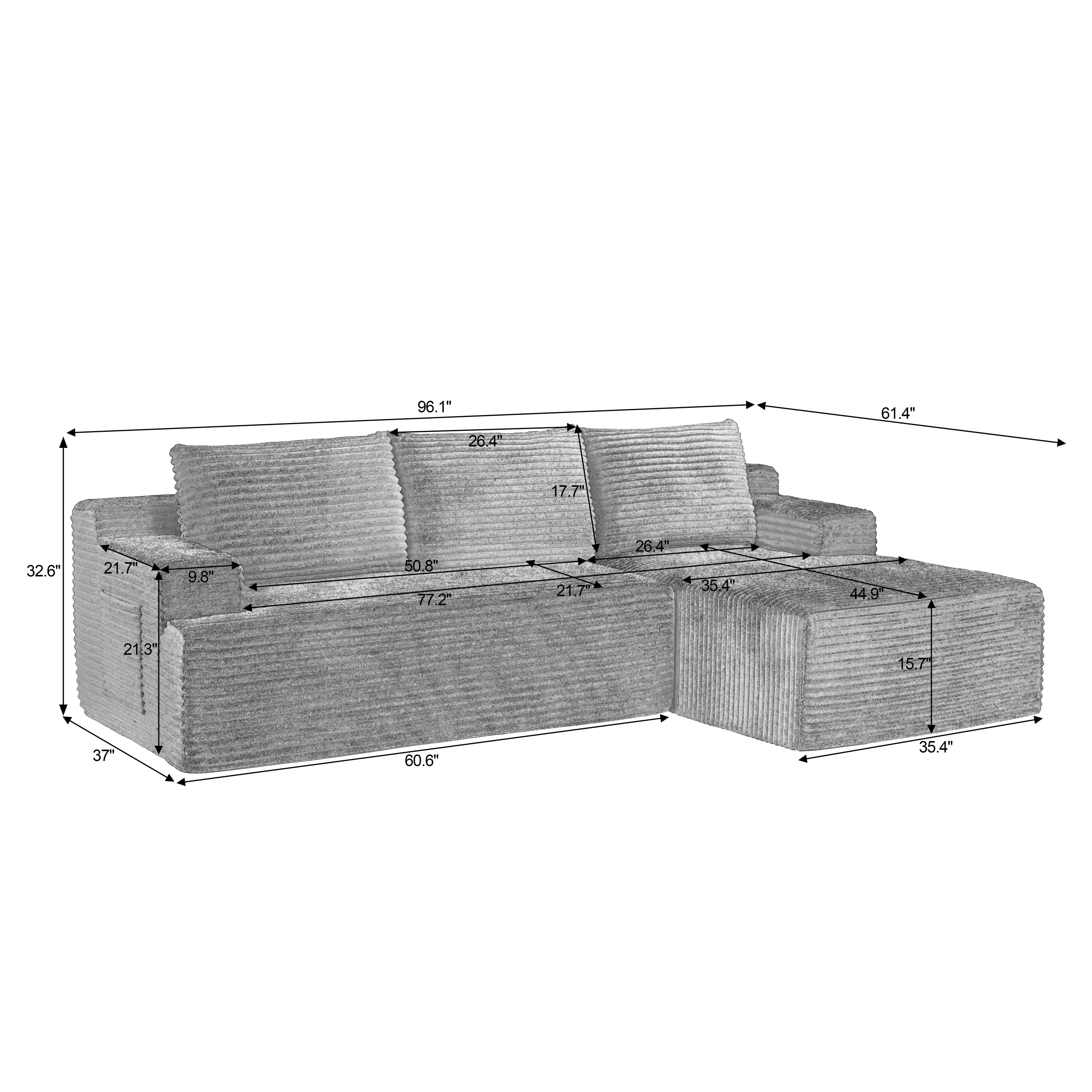 L-Shaped Cloud Sectional Sofa with Deep Seat,No Assembly Required,Modular Couches Sleeper for Living Room,Bedroom,Apartment,Black - Grand Goldman Shop