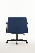 Modern Linen Blue Criss Cross Armrest Office Chair with Foldable Design, Soft Velvet Fabric, 36.6-Inch Height - Grand Goldman