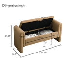 Modern Teddy Bed End Bench with Arms and Storage, Upholstered Foot Rest Stool, Coffee Color, Plywood, 52.3' Length - Grand Goldman Shop