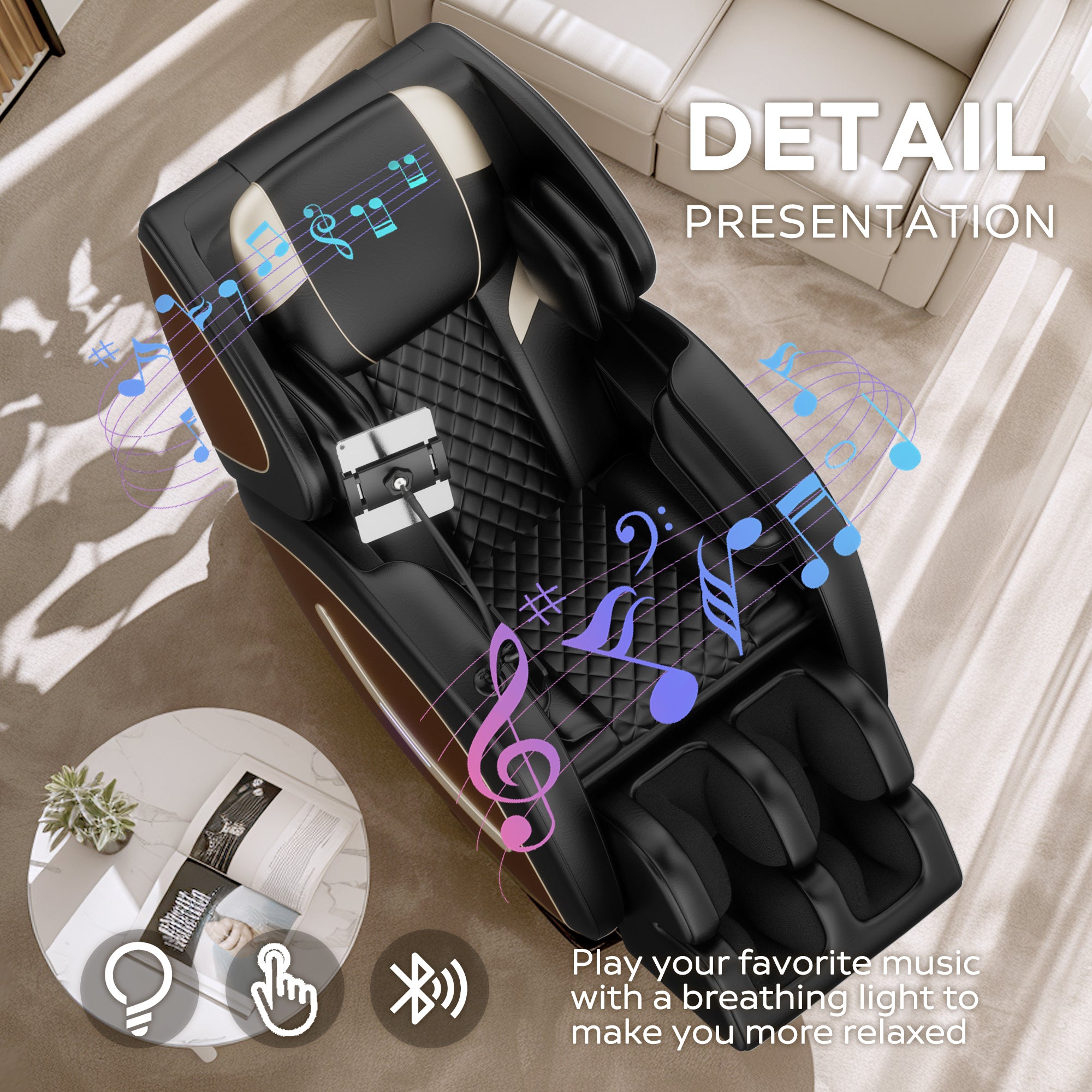 Massage Chair Recliner with Zero Gravity with Full Body Air Pressure - Grand Goldman Shop