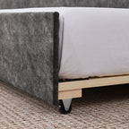 Grey Velvet Mid-Century Style Twin Upholstered Daybed with Pop-Up Trundle and USB Charging Armrest - Grand Goldman Shop