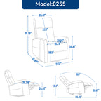 Heat Massage Manual Recliner Chair with Rocker and Swivel in Fabric for Living Room, Khaki - Grand Goldman Shop