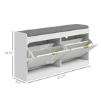 HOMCOM Shoe Bench, Entryway Bench with 2 Flip Drawers, Seating Cushion, and 2 Vents for 8 Pairs of Shoes for Hallway, White - Grand Goldman Shop