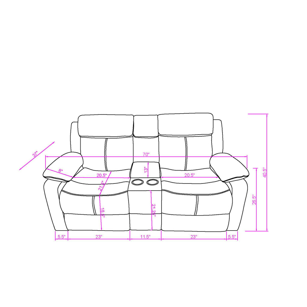 Blanche Black 2PC Reclining Sofa and Loveseat with LED Lights and Speakers in Black Upholstered Fabric, Medium Firm Seating - Grand Goldman Shop