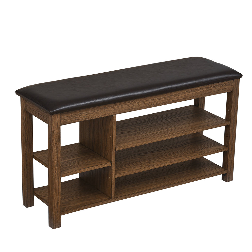 A height-adjustable long shoe-changing bench,made of natural rubberwood,comes with a comfortable seat,concealed storage space and large storage compartments. features natural wood grain.Brown - Grand Goldman Shop