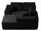 104' Cloud Sectional Sofa with L-Shape Chaise and Side Pockets , Modern Modular Design, Deep Seating, Upholstered Couch for Living Room/Bedroom, No Assembly Required (Plush Fabric), Black,Right - Grand Goldman Shop