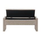 Modern Upholstered Bed End Bench with Storage, Comfy Linen Grey Brown Foot Rest - Grand Goldman Shop