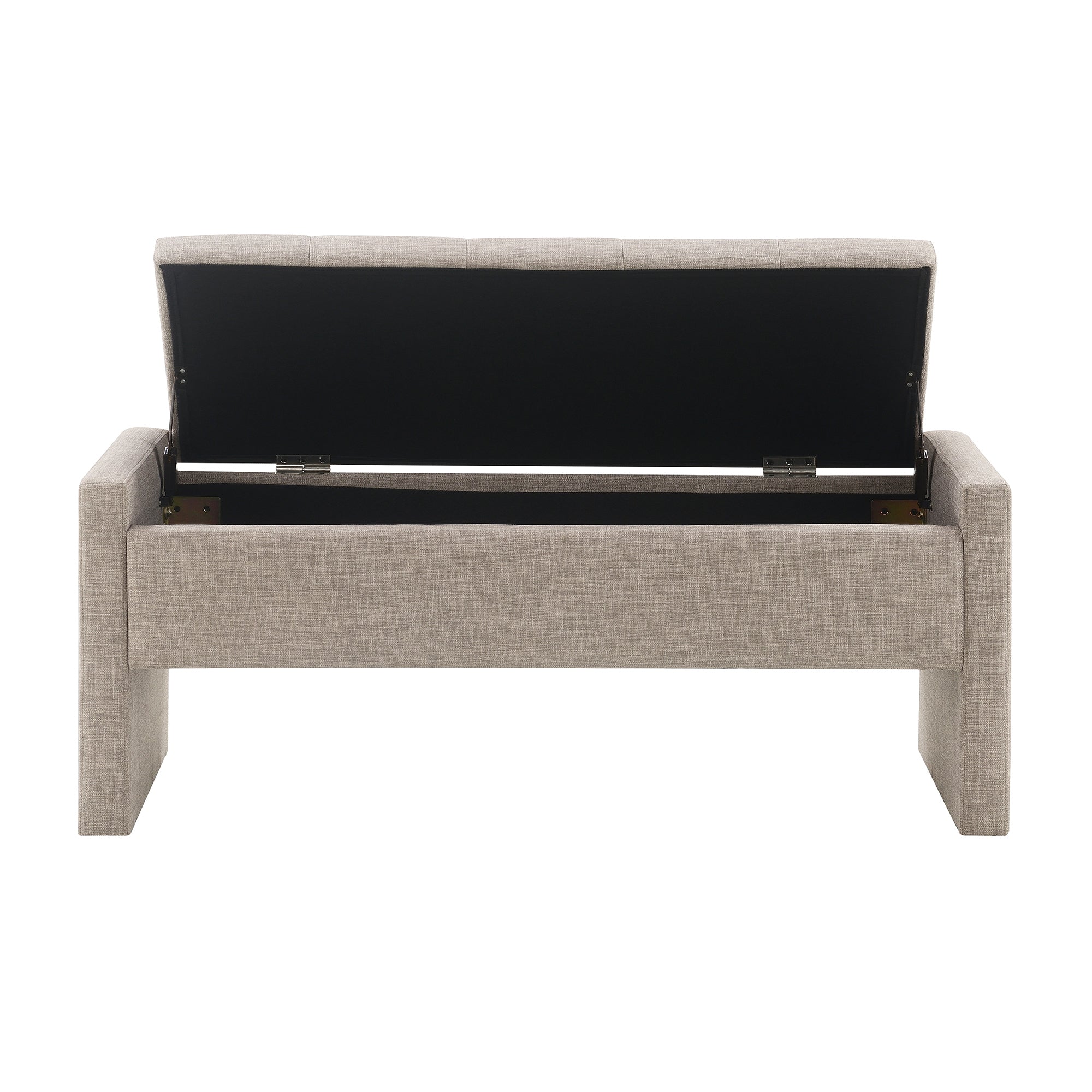 Modern Upholstered Bed End Bench with Storage, Comfy Linen Grey Brown Foot Rest - Grand Goldman Shop