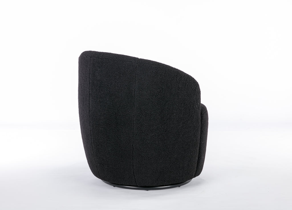 Teddy Fabric Swivel Accent Armchair Barrel Chair With Black Powder Coating Metal Ring,Black - Grand Goldman Shop