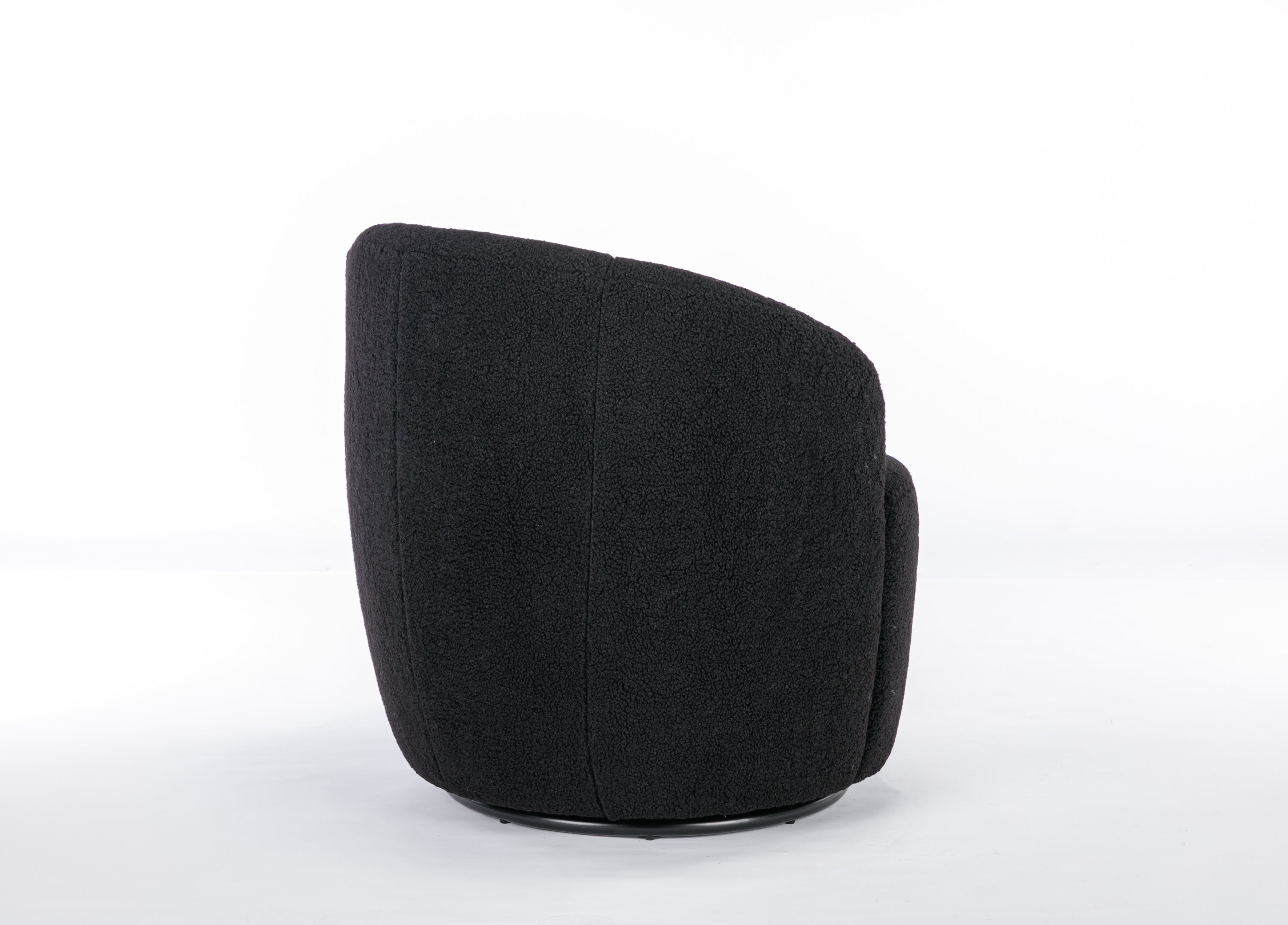 Teddy Fabric Swivel Accent Armchair Barrel Chair With Black Powder Coating Metal Ring,Black - Grand Goldman Shop