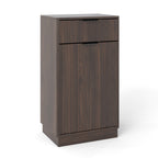 Woodgrain Tilt-Out Trash Can Cabinet with Wave-Textured Drawer & Pull-Out Bin in Walnut Finish - Grand Goldman Shop