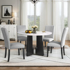 5-Piece Round Dining Table set, 43-Inch Modern Dining Table and 4 Upholstered Chairs for Dining Room, Kitchen Room, Living Room, Easy Assembly - Grand Goldman Shop