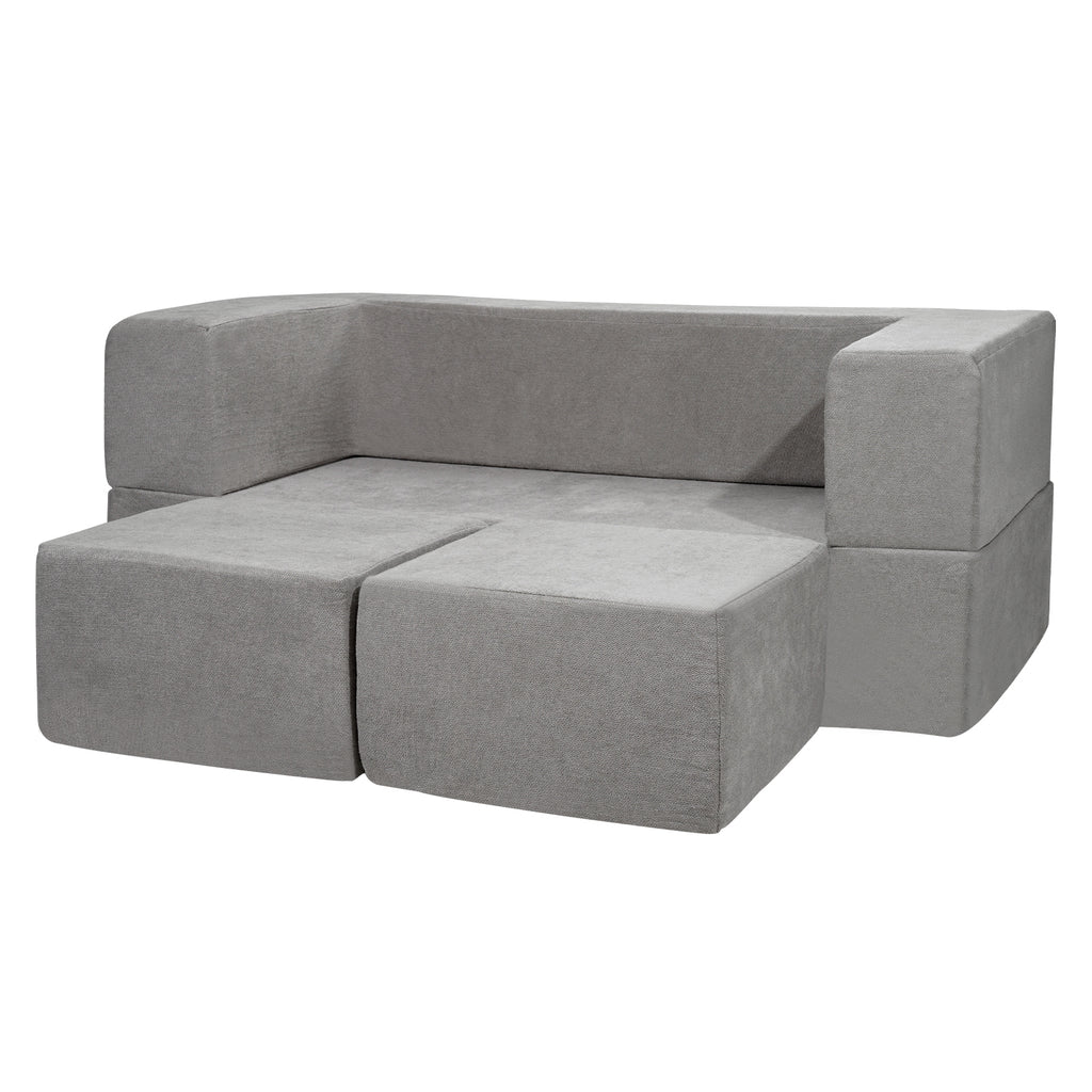 Kids Couch, 4Pcs Modular Kids Play Couch, Toddler Couch Sofa Bed, Kids Chair Seat Playroom Furniture, Child Sectional Sofa wi