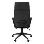 Office Chair, Adjustable Height, Swivel, Ergonomic, Armrests, Computer Desk, Work, Black Fabric, Black Metal, Contemporary, M