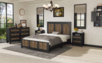 4-Pieces Bedroom Sets, Queen Size Farmhouse Platform Bed with Wooden Strip Stickers Decoration, Storage Nightstand and Dresser with Metal Handle, Black(Old SKU: HL000191AAB) - Grand Goldman Shop