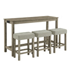 59 Inch Bar Table, Dining Table, Sofa Table with Power Outlet, 3 Upholstered Stools, 4 Piece Bar Table and Chair Set for Living Room, Dining Room, Kitchen - Grand Goldman Shop